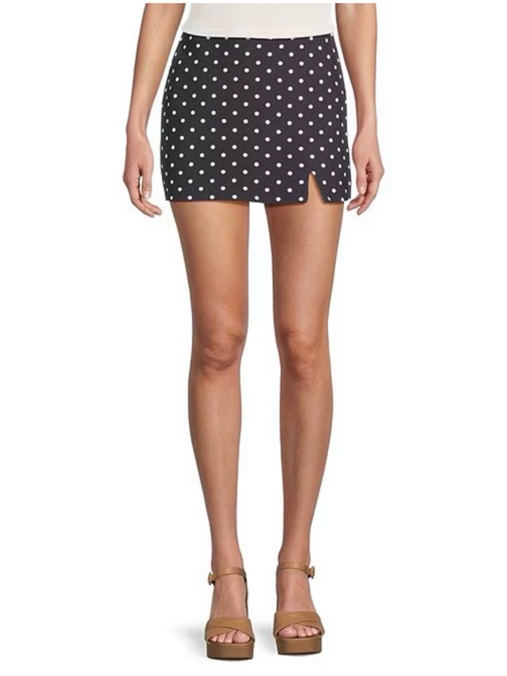 NWT GB  Gianni Bini Black Polka Dot Printed Knit Mini Skort Size S